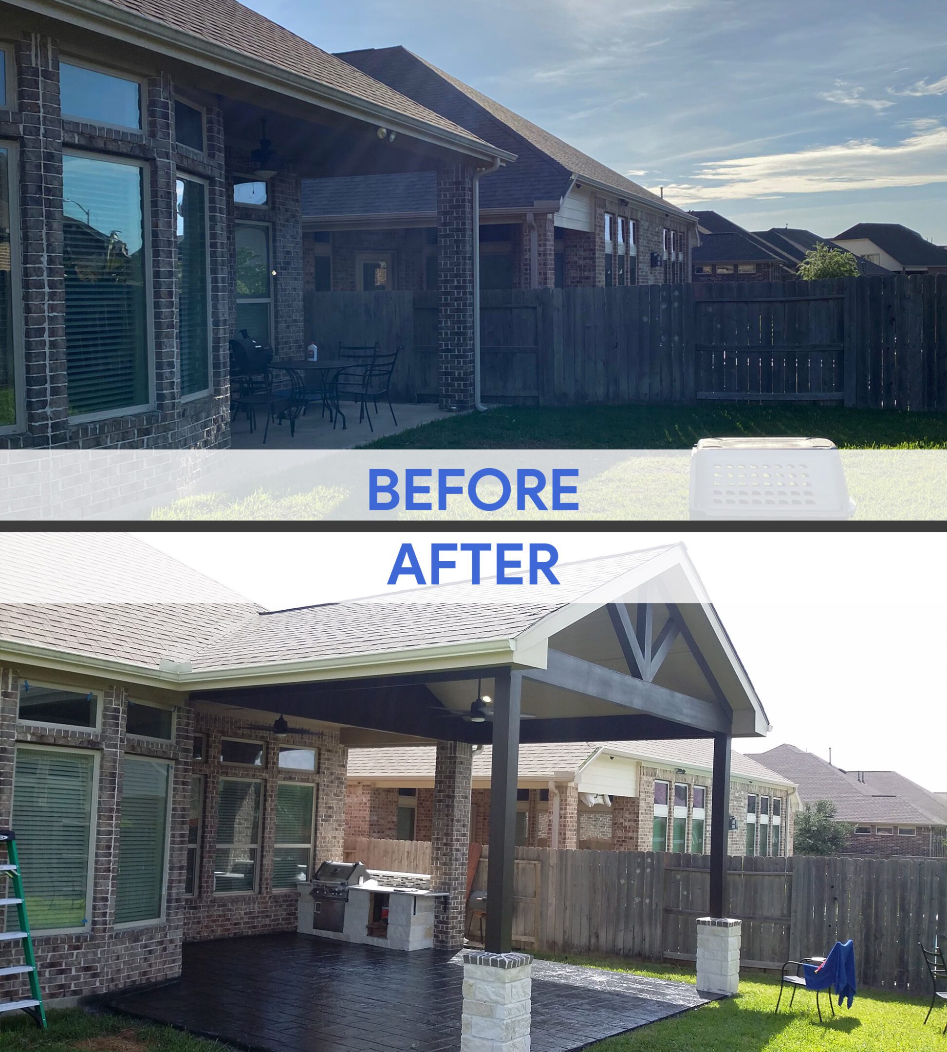 Patio renovation before and after comparison