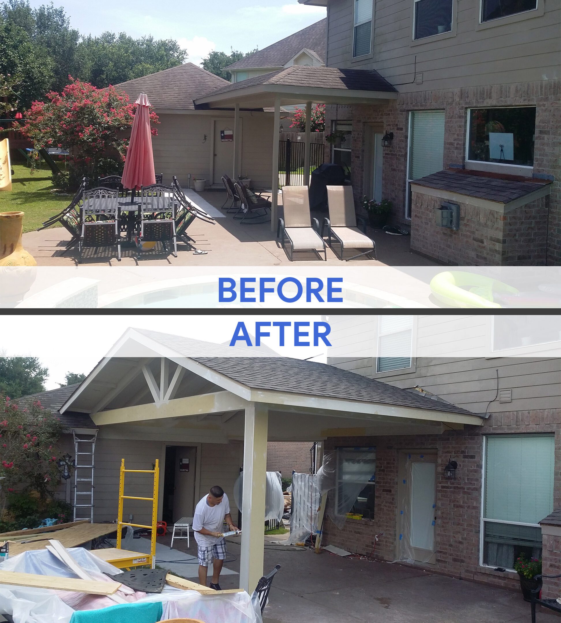 Backyard transformation with new roof addition
